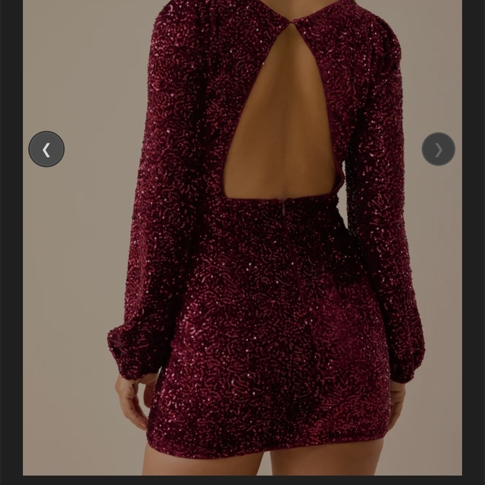 Altar'd State Angelica Sequin Mini Dress Burgandy - Picture 3 of 5